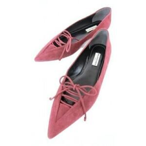 Balenciaga Suede Flats Pointed Toe Burgundy 38.5 Vintage Luxury